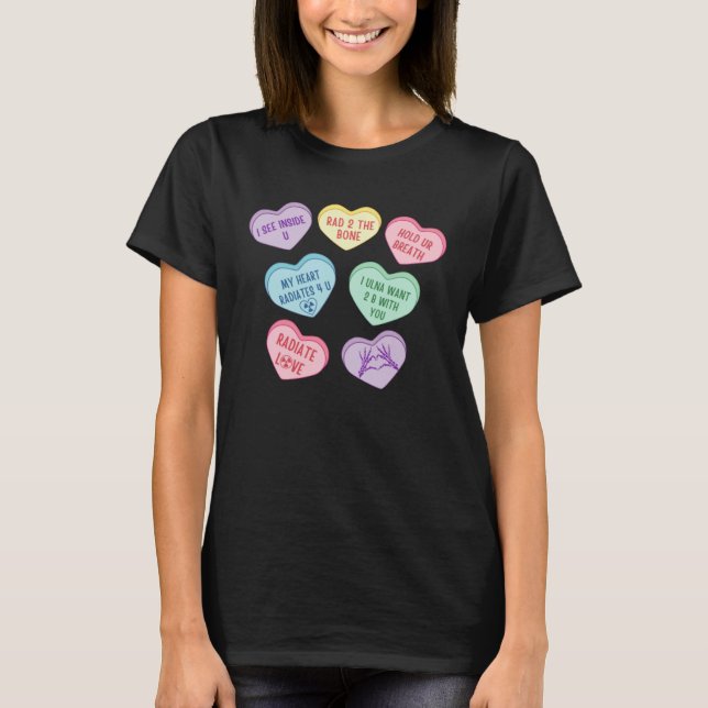 T-shirt Hearts Candy X Ray Radiology Tech Happy Valentines (Devant)
