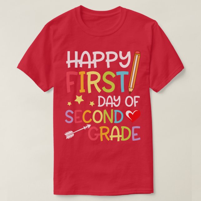 T-shirt Hearts Stars Arrow Student Happy First Day Of Seco (Design devant)