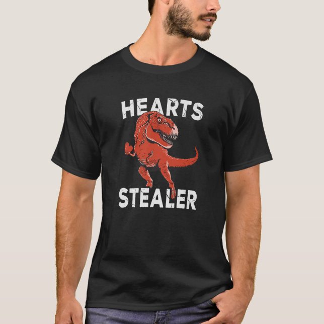T-shirt Hearts Stealer Funny Trex Valentines Day 2021 Roug (Devant)