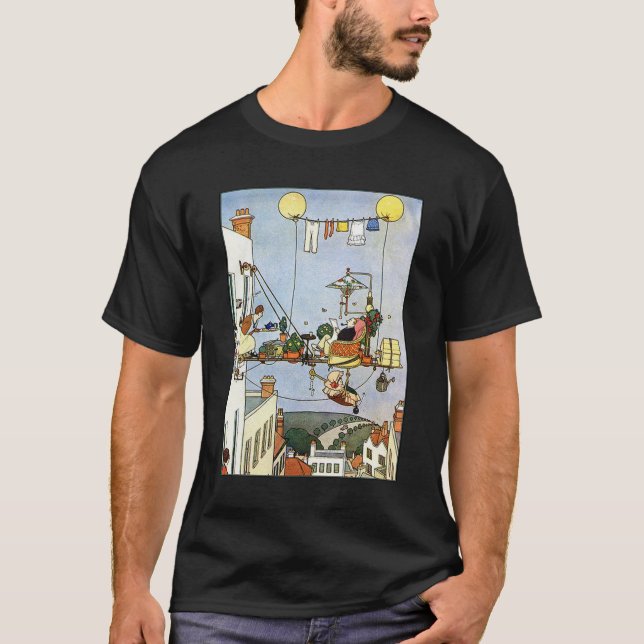 T-shirt Heath Robinson. Illustration, Confort à domicile W (Devant)