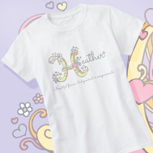T-shirt Heather girls nom de la coutume décorative signifi