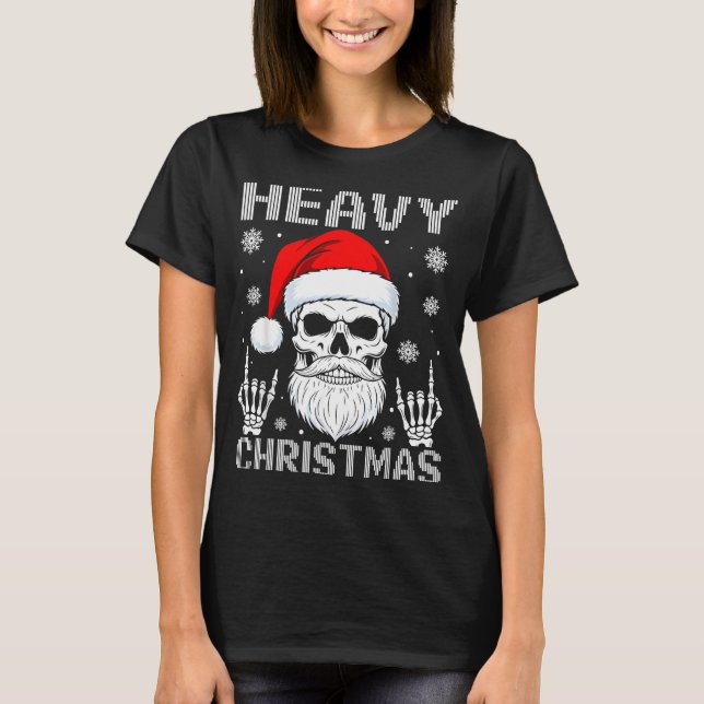 T-shirt Heavy Christmas Skull Fans Rock Music Winter Holid (Devant)