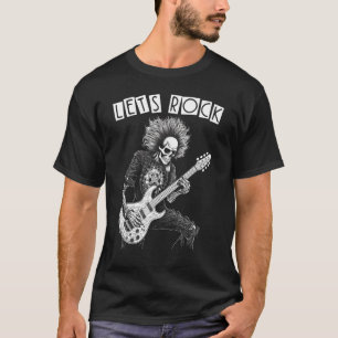 T-shirt Heavy Metal Punk Rock N Roll Skeleton Guitariste L