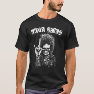 T-shirt Heavy Metal Punk Rock N Roll Squelette Guitariste