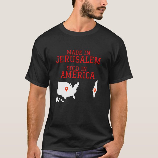 T-shirt Hébreu Israélite Fabriqué À Jérusalem Vendu En Amé (Devant)
