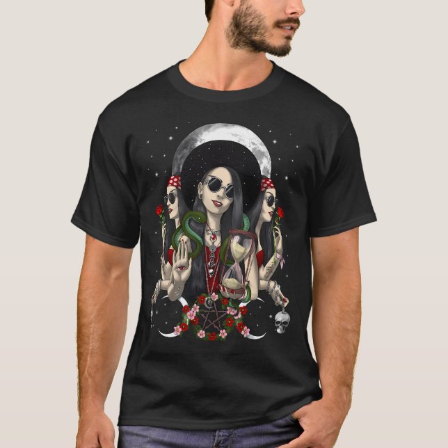 T-shirt Hécate Déesse Triple Lune (Devant)