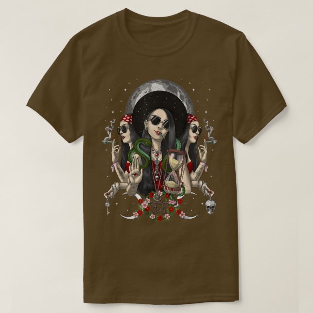 T-shirt Hecate Triple Lune déesse Pagan sorcière gothique  (Design devant)