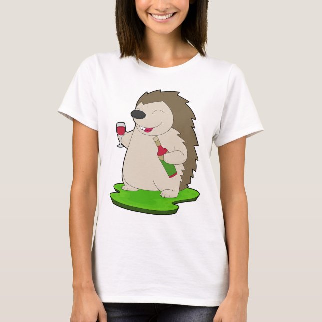 T-shirt Hedgehog Bottle Red wine (Devant)