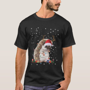 T-shirt Hedgehog Reindeer Noël Chapeau Noël Lumières Cadea