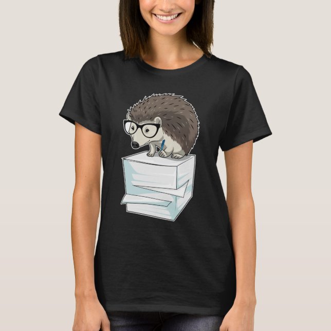 T-shirt Hedgehog Secrétaire Stack de papier (Devant)