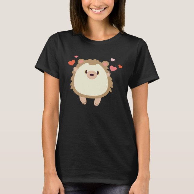 T-shirt Hedgehog Valentines Day Heart Animals (Devant)
