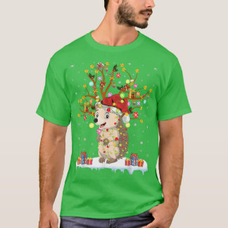 T-shirt Hedgehog Xmas Lighting Tree Père Noël Hedgehog Chr