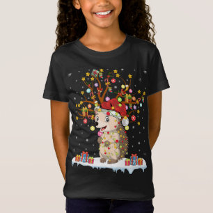 T-Shirt Hedgehog Xmas Lighting Tree Père Noël Hedgehog Chr