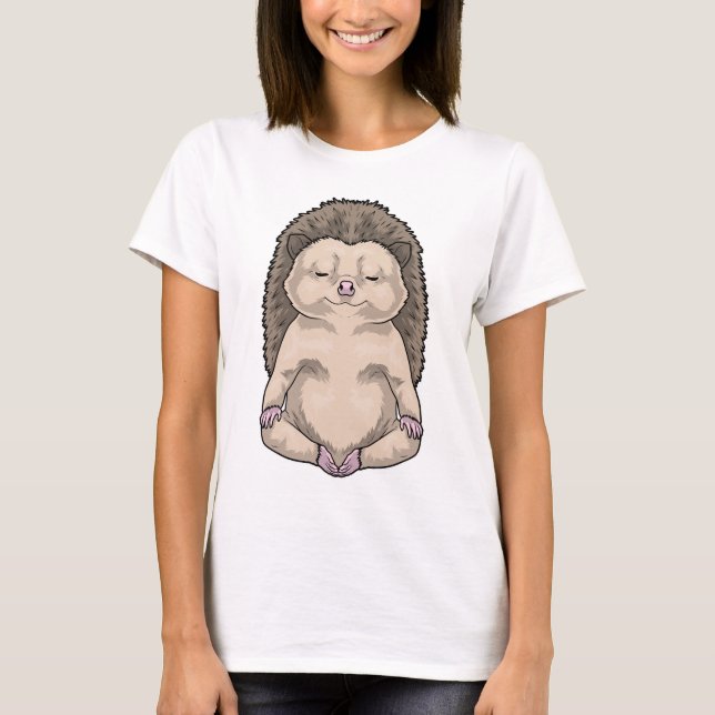 T-shirt Hedgehog Yoga Fitness Meditation (Devant)