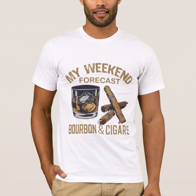T-shirt "Heekend Bourbon and Cigar Forecast Graphic Tee" (Devant)