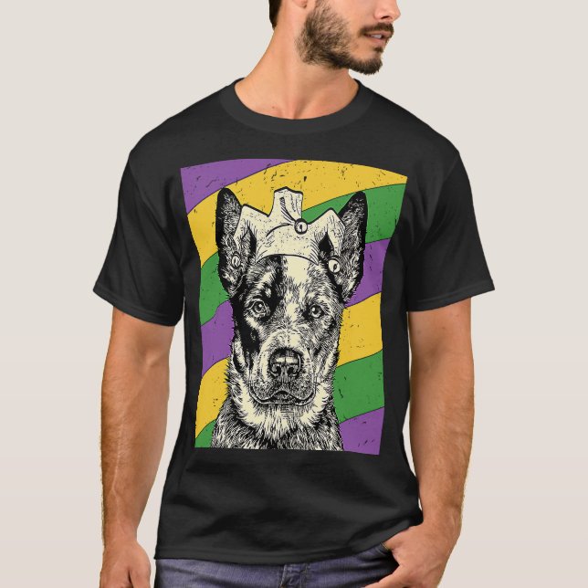 T-shirt Heeler Jester Mardi Gras Chien Maman ou Papa (Devant)