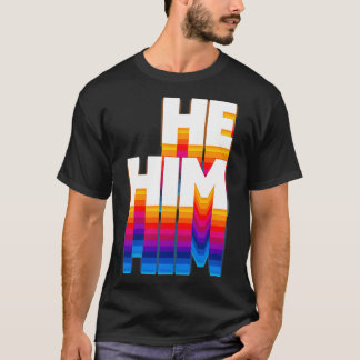 T-shirt HeHim Pronounouns Retro Faded Design 3
