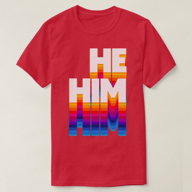 T-shirt HeHim Pronounouns Retro Faded Design 3 (Design devant)