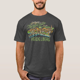 T-shirt Heidelberg Allemagne unique main dessinée cadeau