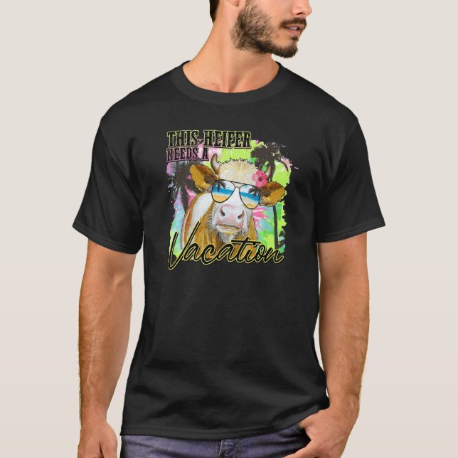 T-shirt Heifer Cette Heifer A Besoin D'Un Vacances Lunette (Devant)