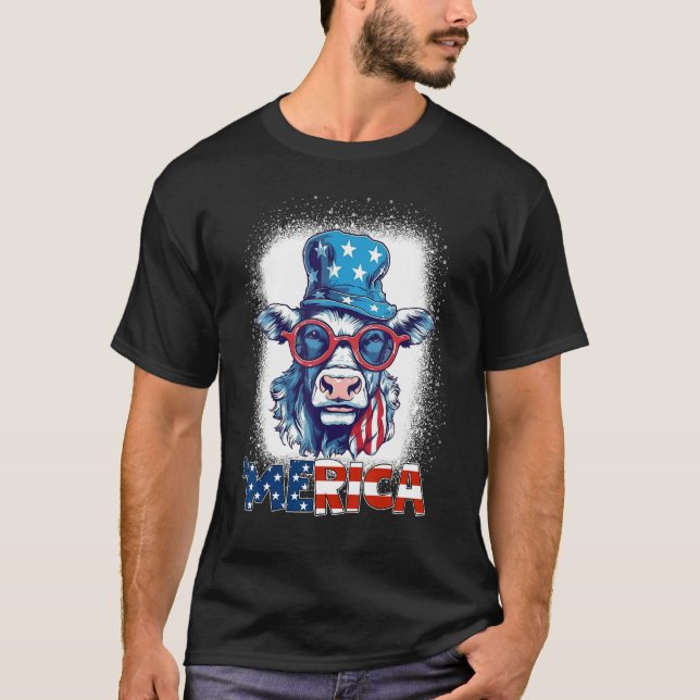 T-shirt Heifer Patriotic Cow 4th of July Fireworks Moorica (Devant)