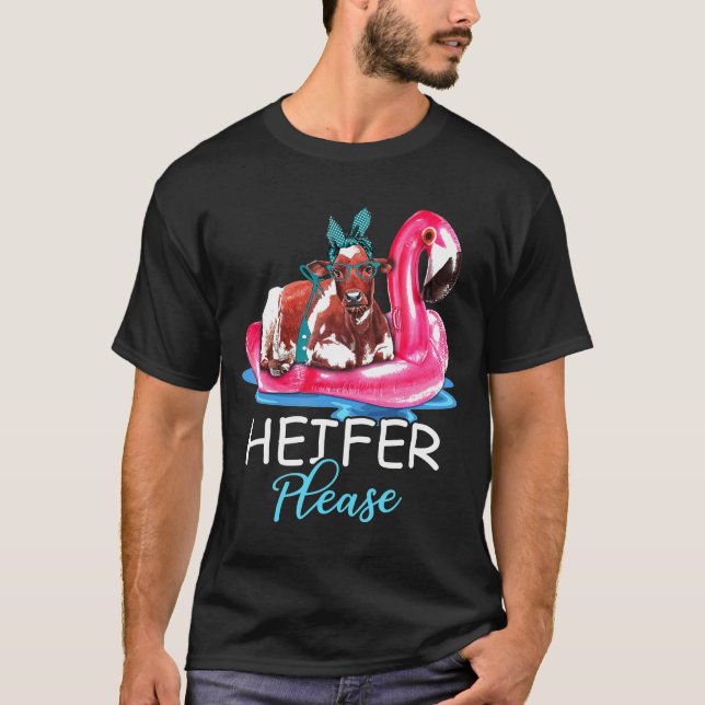 T-shirt Heifer S'Il Vous Plaît Drôle Flamant rose Float Ba (Devant)