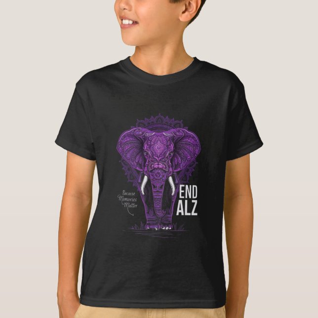 T-shirt Heimer fin de sensibilisation à l'éléphant pourpre (Devant)