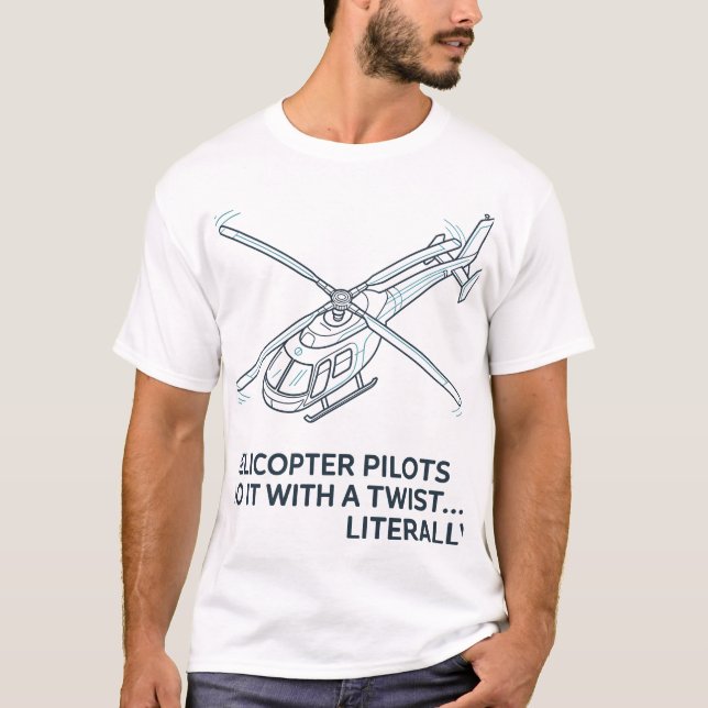 T-shirt Helicopter Rotor System Blueprint – Pilot Humor  (Devant)