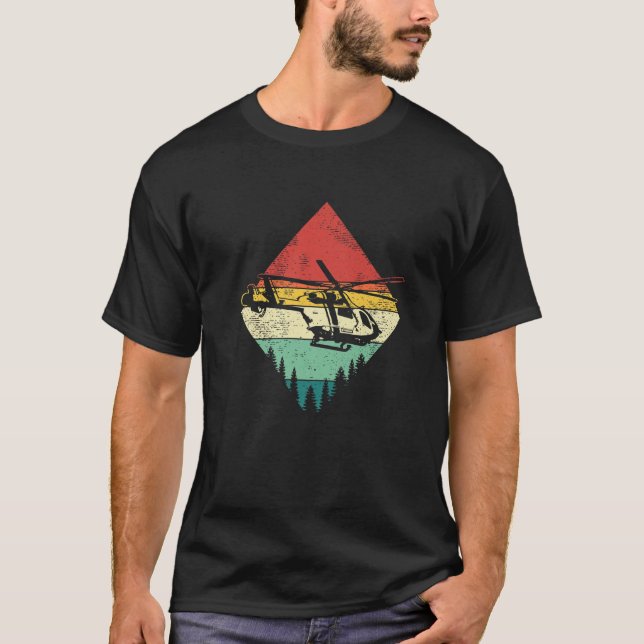 T-shirt Hélicoptère Aviateur Vintage Rétro (Devant)