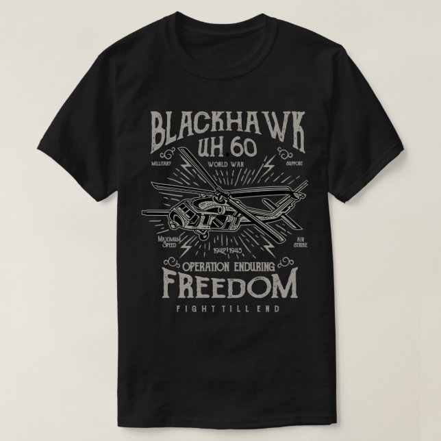 T-shirt hélicoptère Blackhawk 1 (Design devant)