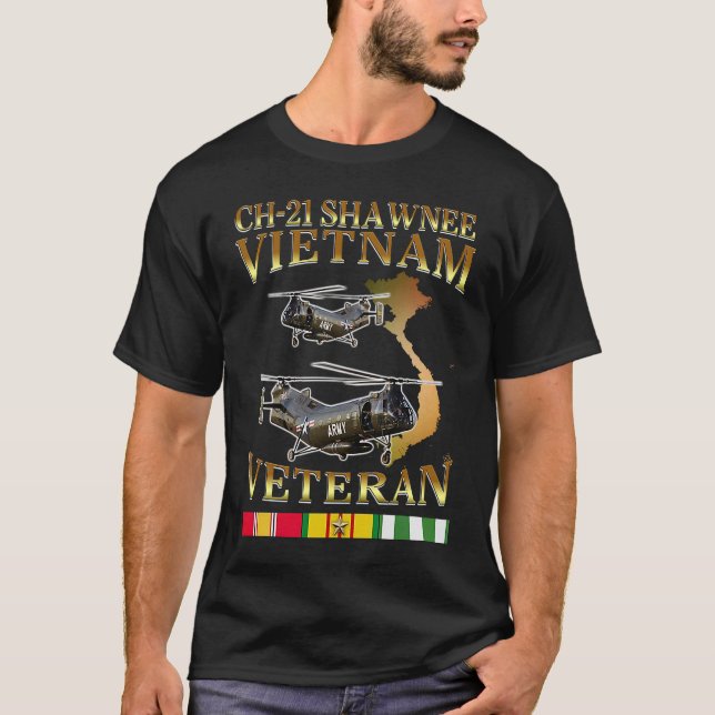 T-shirt Hélicoptère CH 21 Shawnee h21 vétéran Vietnam (Devant)