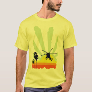 T-shirt Hélicoptère et coucher du soleil