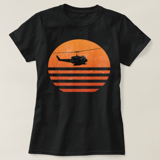 T-shirt Hélicoptère Huey en détresse UH-1 Viêt Nam Vetera (Design devant)