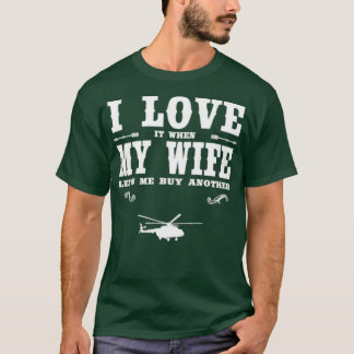 T-shirt Hélicoptère J'Aime Ma Femme Amoureux D'Hélicoptère