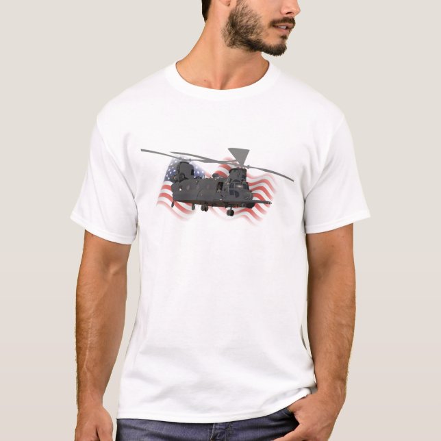T-shirt Hélicoptère militaire MH-47 Chinook (Devant)