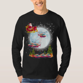 T-shirt Hélicoptère Reindeer Père Noël Sleigh Pilot Noël