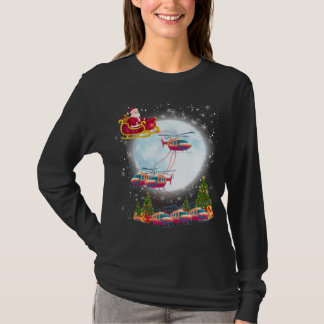 T-shirt Hélicoptère Reindeer Père Noël Sleigh Pilot Noël