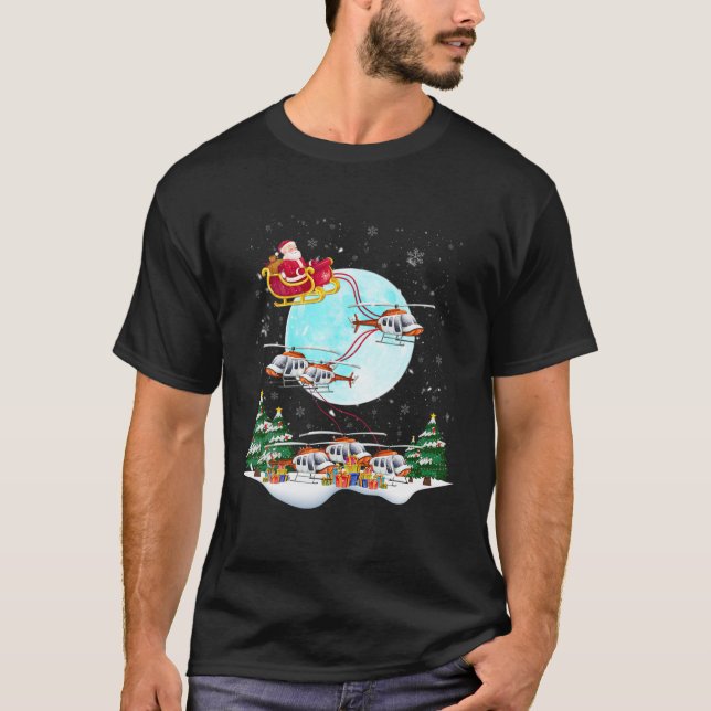 T-shirt Hélicoptère Reindeer Père Noël Sleigh Pilot Noël (Devant)