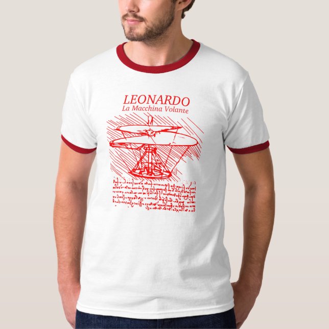 T-shirt Hélicoptère rouge de Leonardo da Vinci (Devant)