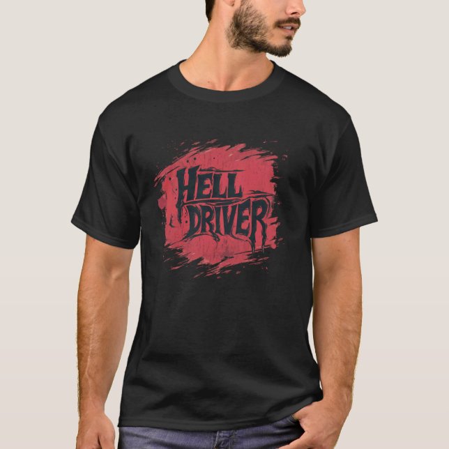 T-shirt Hell Driver Racing dans le chaos et les flammes po (Devant)
