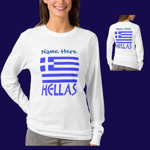 T-shirt Hellas et drapeau grec Personnalisation bleue
