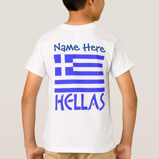 T-shirt Hellas et drapeau grec personnalisation bleue pour (Dos)