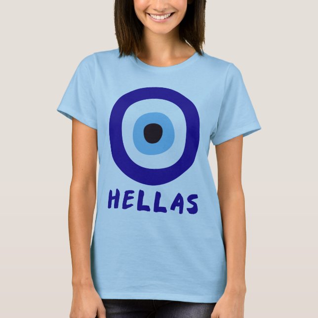 T-shirt Hellas Greek Evil Eye Femme Bleu (Devant)
