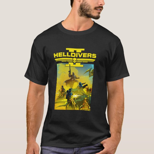 T-shirt Helldivers 2 Sony Playstation Video Game Group Key (Devant)