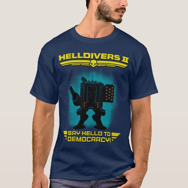 T-shirt Helldivers 2 Sony Playstation Video Game Say Hello (Devant)