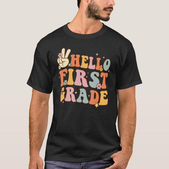 T-shirt Hello 1st First Grade First Day Back To School Gro (Devant)