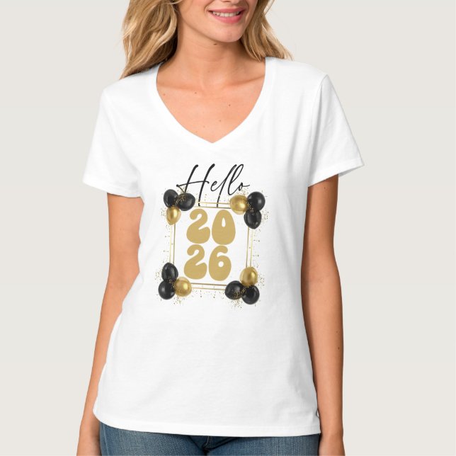 T-shirt Hello 2026, Happy New Year (Devant)
