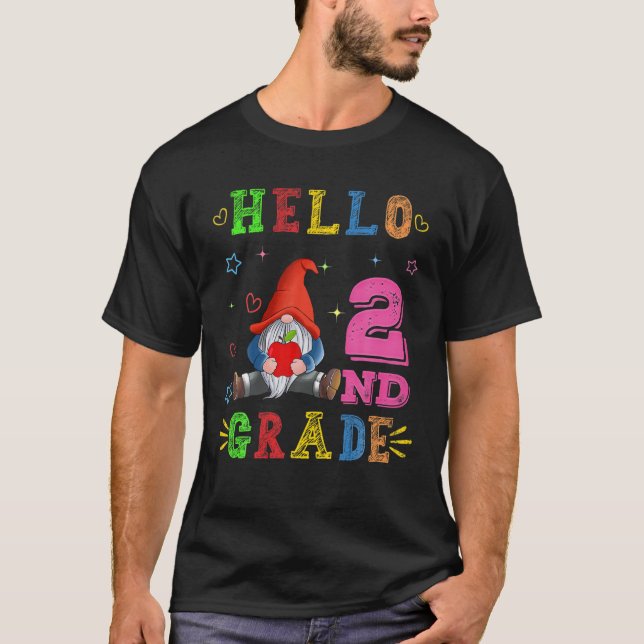 T-shirt Hello 2Nd Grade Gnome Back To School (Devant)