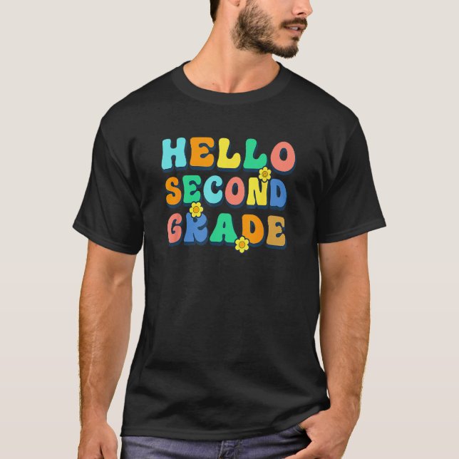 T-shirt Hello 2nd Second Grade Teacher Kids Back To School (Devant)
