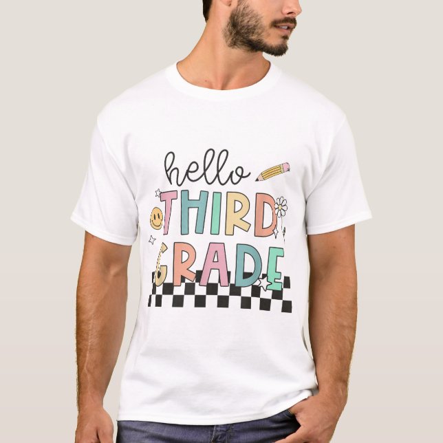 T-shirt Hello 3Rd Grade Back To School Pencil Teacher Kids (Devant)